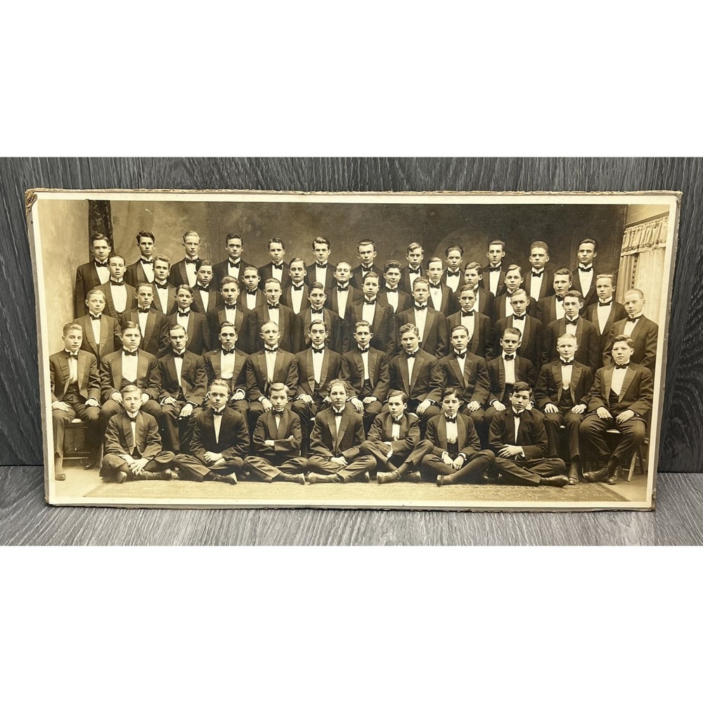 Vintage 1910s Large Group Photo Boys Young Men Dressed Formal Gilbert Studio PA